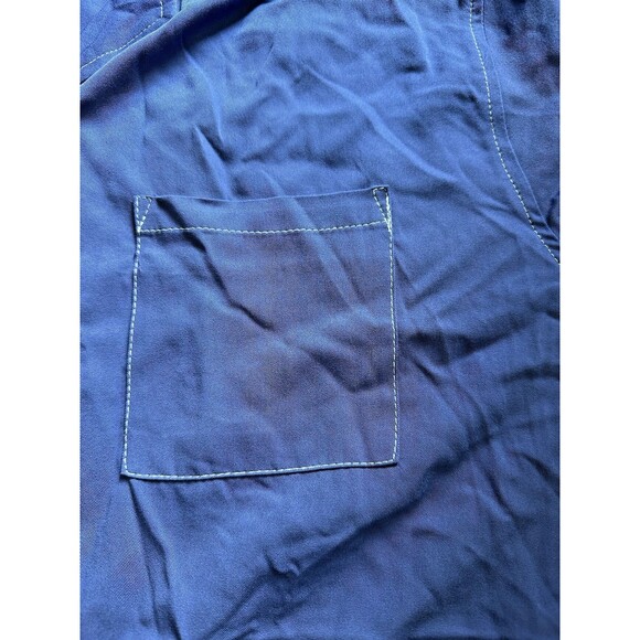 COTTON ON Men's Riviera Short sleeve button down shirt Worker Blue Pop Stitch M - Picture 4 of 6